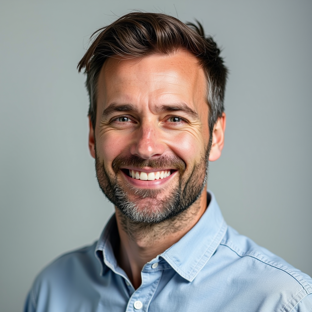 Portrait professionnel de Thomas Martin, Spécialiste Technique chez Brightgadgets, homme européen souriant en chemise décontractée